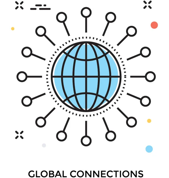 Global Network Colored Vector Icon — Stock Vector