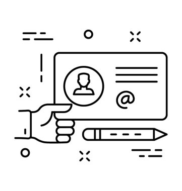 kimlik kartı çizgisi vektör simgesi