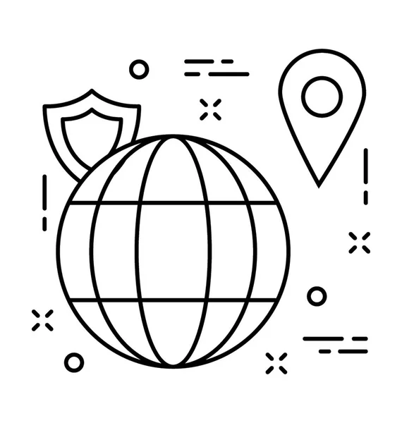 Globe Line Icône Vectorielle — Image vectorielle