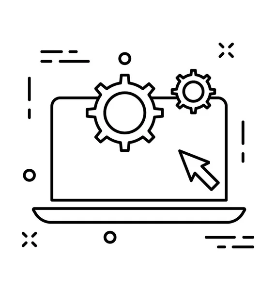 Laptop Settings Line Vector Icon — Stock Vector