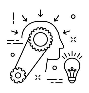 İnsan beyni çizgi vektör simgesi