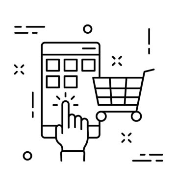 çevrimiçi alışveriş hattı vektör simgesi