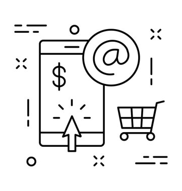 Mobil alışveriş satırı vektör simgesi