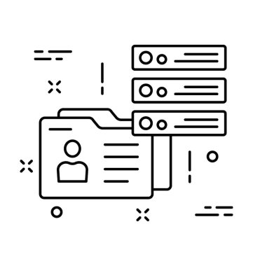 Klasör sunucu çizgi vektör simgesi