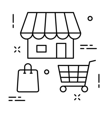çevrimiçi alışveriş hattı vektör simgesi
