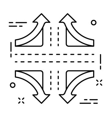 Dört yol satırı vektör simgesi