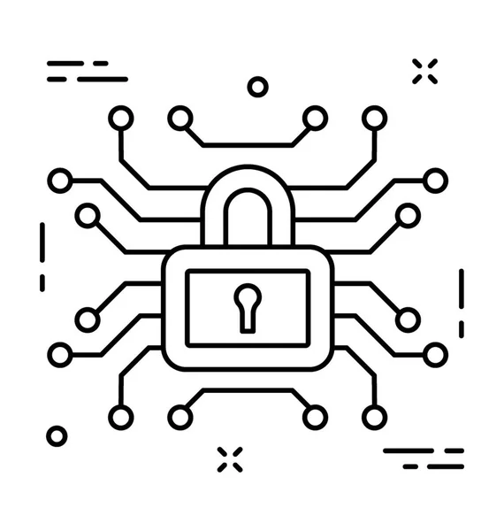 Icono Vector Línea Bloqueo Digital — Archivo Imágenes Vectoriales