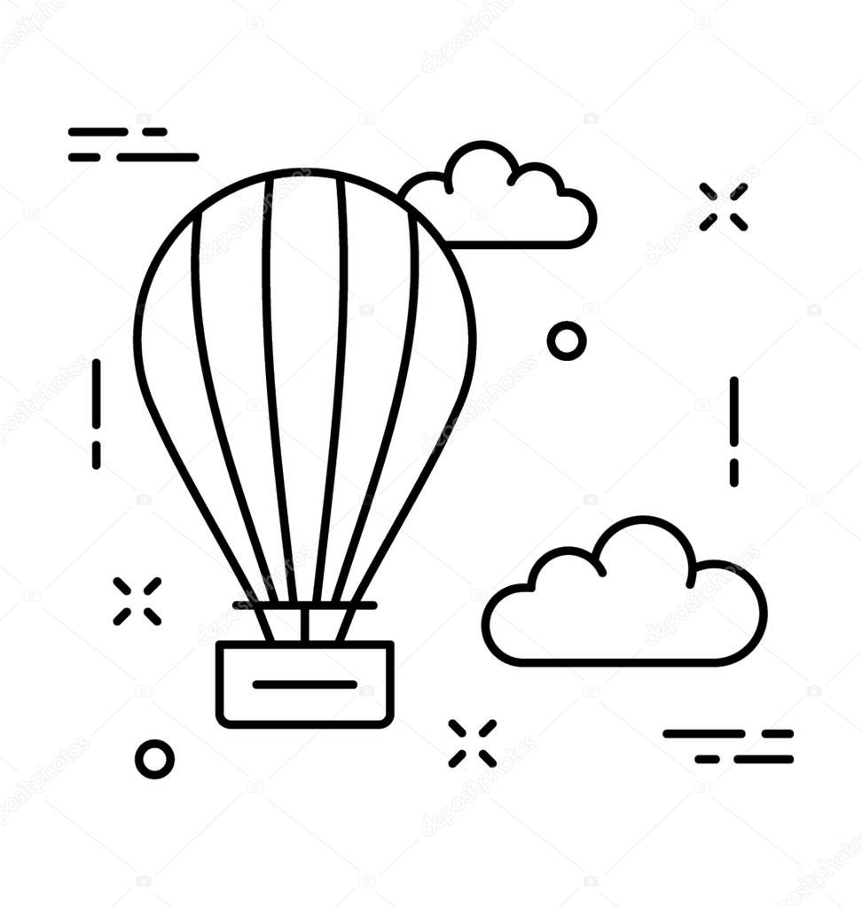 Air Balloon Line Vector Icon