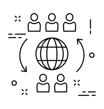 Sosyal ağ çizgi vektörü simgesi