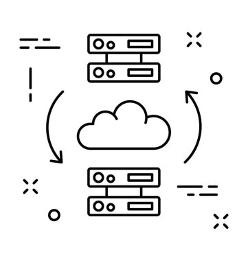 bulut depolama çizgisi vektör simgesi