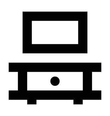 TV standı düz vektör simgesi 