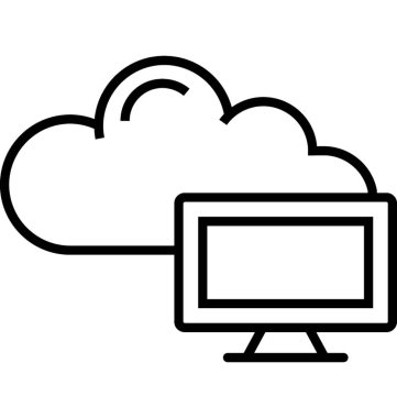 bulut hesaplama çizgisi vektör simgesi 