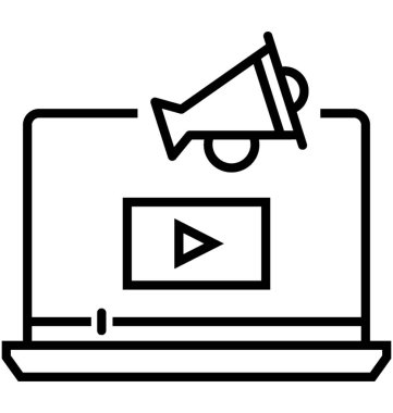 video pazarlama satırı vektör simgesi 