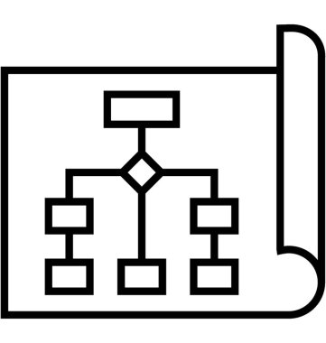 Proje akış şeması satır vektör simgesi