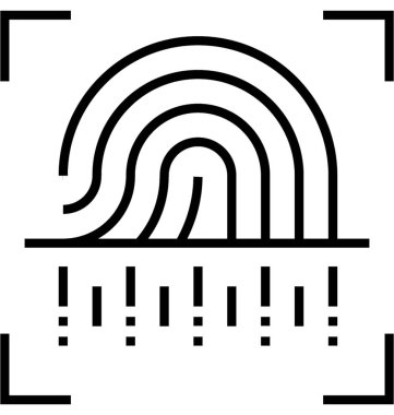 Parmak izi tarayıcı çizgi vektör simgesi