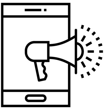 Mobil reklam satırı vektör simgesi