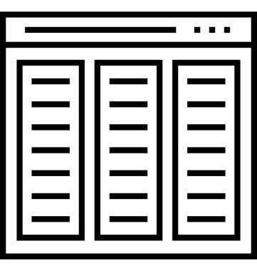 Üç sütun düzeni satırı vektör simgesi