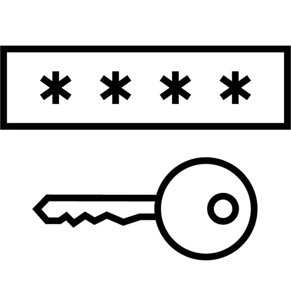 Encryption Key Line Vector Icon — Stock Vector