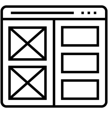 Web tasarım kroki satırı vektör simgesi