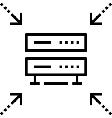 veri merkezi çizgi vektör simgesi