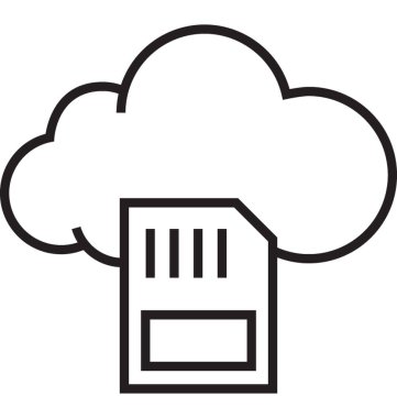 bulut depolama çizgisi vektör simgesi