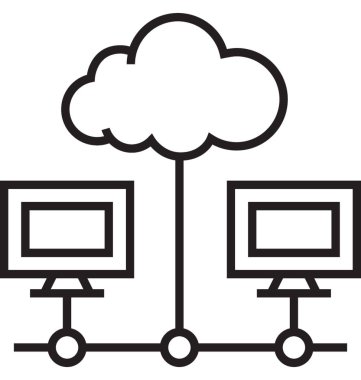 bulut depolama çizgisi vektör simgesi