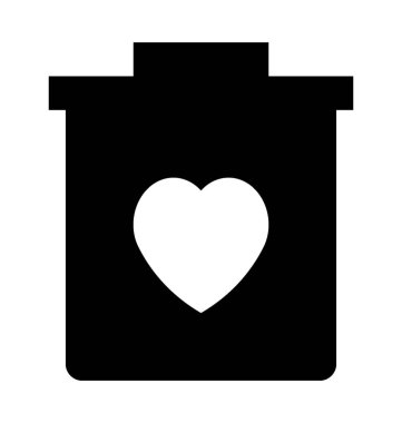 Çöp kovası düz vektör simgesi kalp