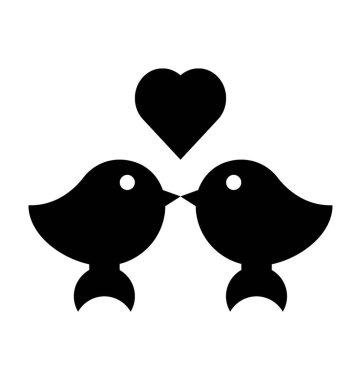 Aşk kuşları düz vektör simgesi