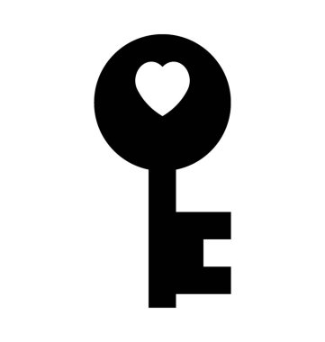 Kalp anahtar düz vektör simgesi