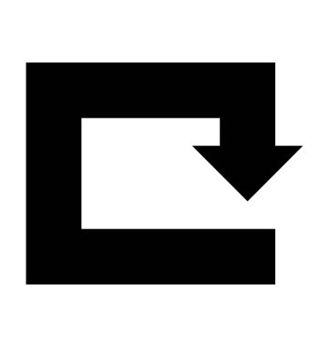 Ok dönüm düz vektör simgesi 