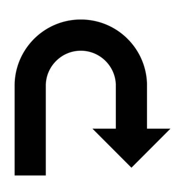 U - Turn düz vektör simgesi 