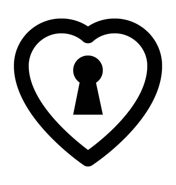 Herz Schlüssel Schlitz Flache Vektor Symbol — Stockvektor