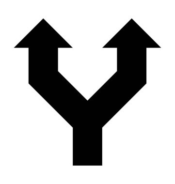 Ok çatal düz vektör simgesi 