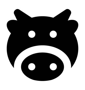 İnek düz vektör simgesi