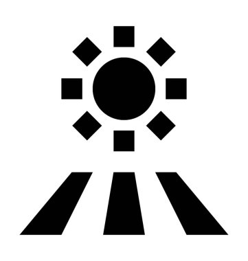 güneş düz vektör simgesi 