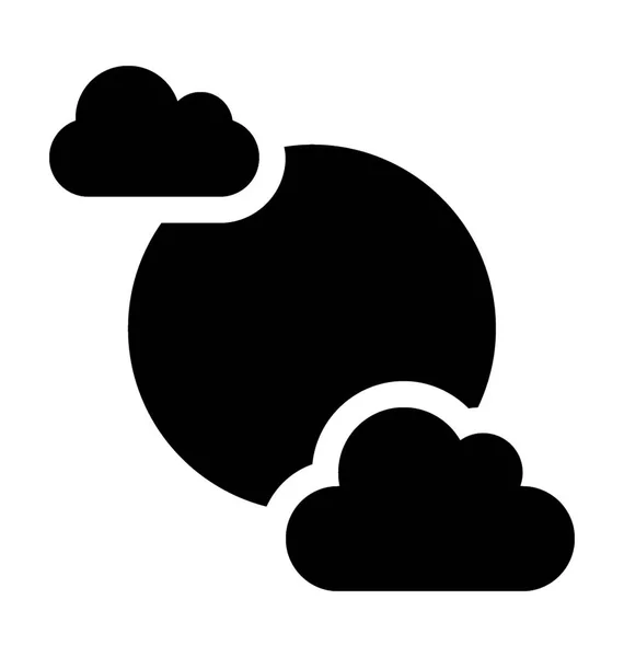 Luna Con Nubes Vector Plano Icono — Vector de stock