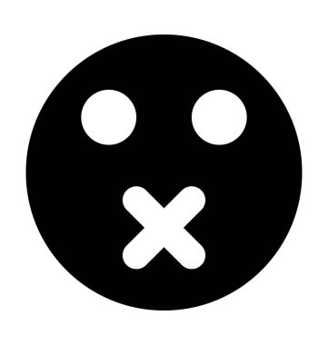 Gülen düz vektör simge mühürlü dudakları