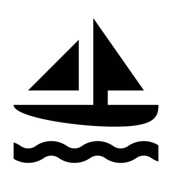 Segelboot Flache Vektorsymbol — Stockvektor