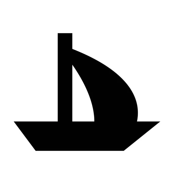 Barca Vela Icona Vettoriale Piatto — Vettoriale Stock