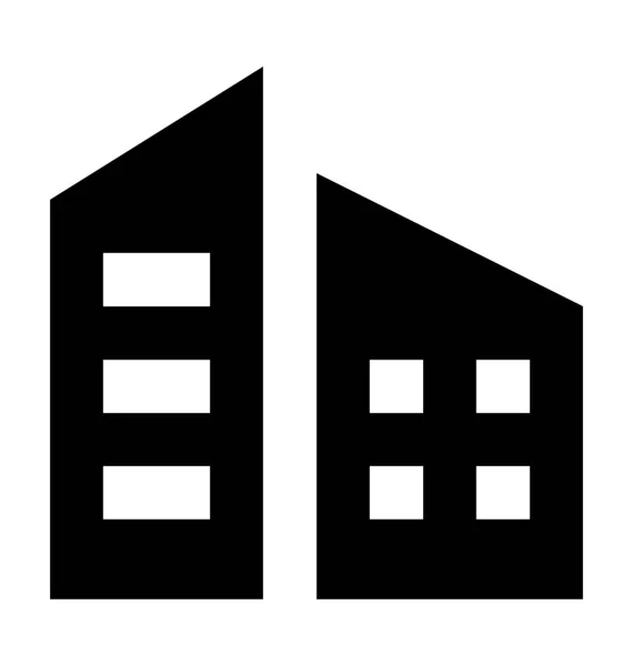 Hotel Edificio Plano Vector Icono — Vector de stock