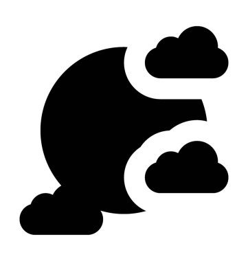 Bulutlu gece düz vektör simgesi