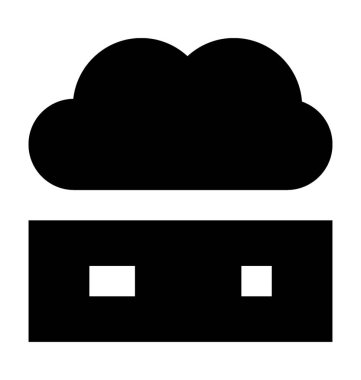 Sunucu bulut düz vektör simgesi