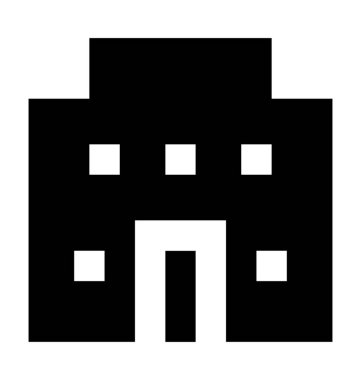 Otel binası düz vektör simgesi