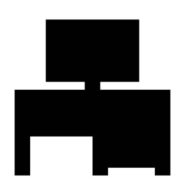 Bilgisayar masa düz vektör simgesi