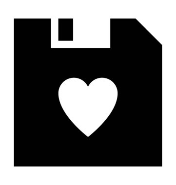 Kalp disket düz vektör simgesi