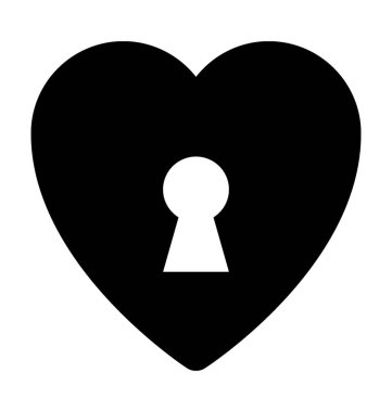 Kalp kilit düz vektör simgesi