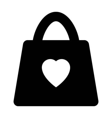 Kalp çanta düz vektör simgesi
