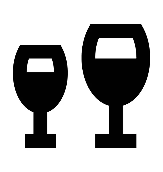 Wine Glasses Flat Vector Icon — Stock Vector