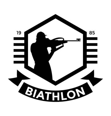 Biatlon şampiyon kalkan düz vektör simgesi