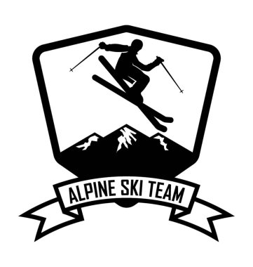 Alpine Kayak takımı düz vektör simgesi